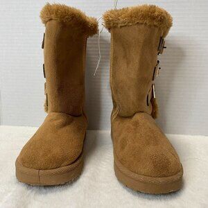 Little Girl's Bobbie Brooks Tan Faux Suede Faux Fur- Lined Size L(2/3) Boots Buc